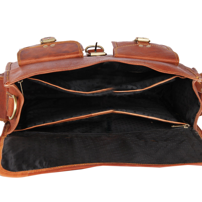 Men's Genuine Vintage Brown Leather Laptop Bag