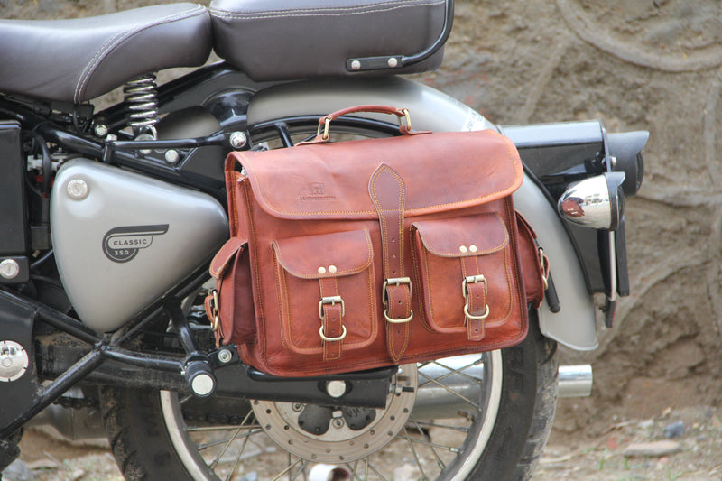 Leather Native 2 Side Pouch Brown Leather Motorcycle Side Pouch